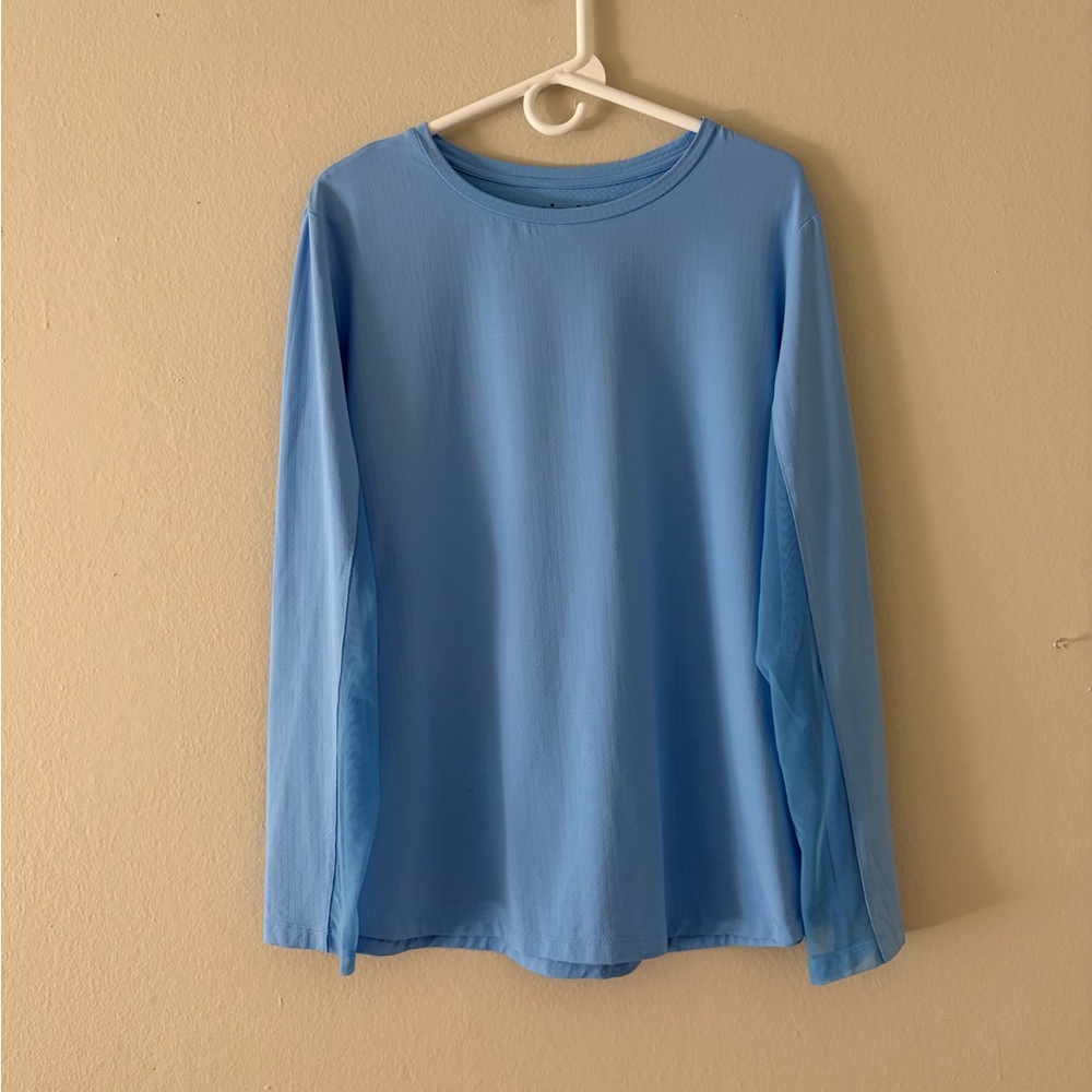 IBKUL Woman’s Top Blue Size XXL Long Sleeve Stretch Sport Lightweight EUC